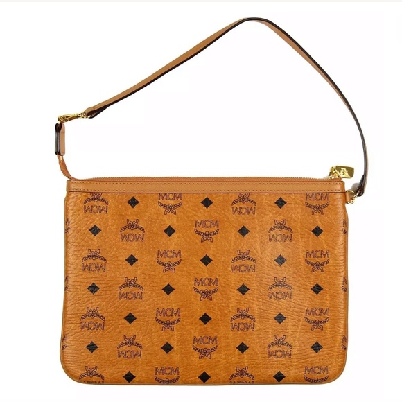 MCM Handbags - MCM Visteos Pouchette Shoulder Bag Cognac NEW